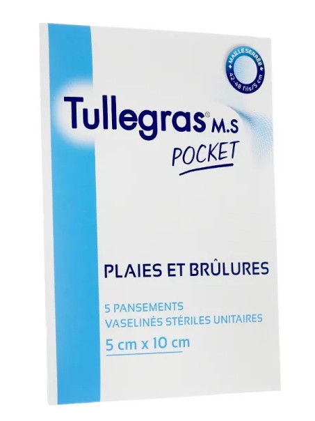 Tulle Gras Pocket 5x10cm 5 Pansements Vaselinés Stériles